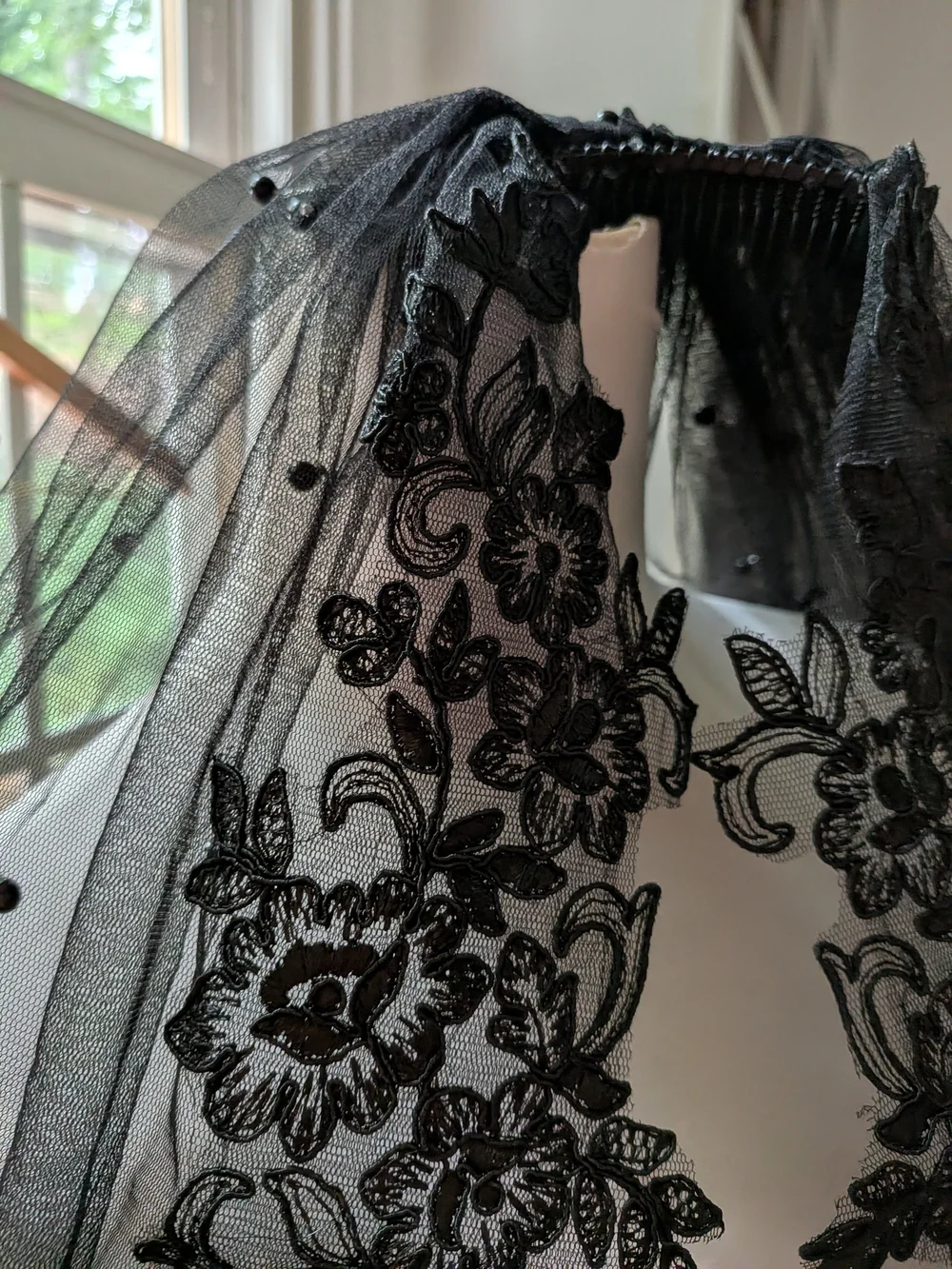 Black Floral Appliqué Veil